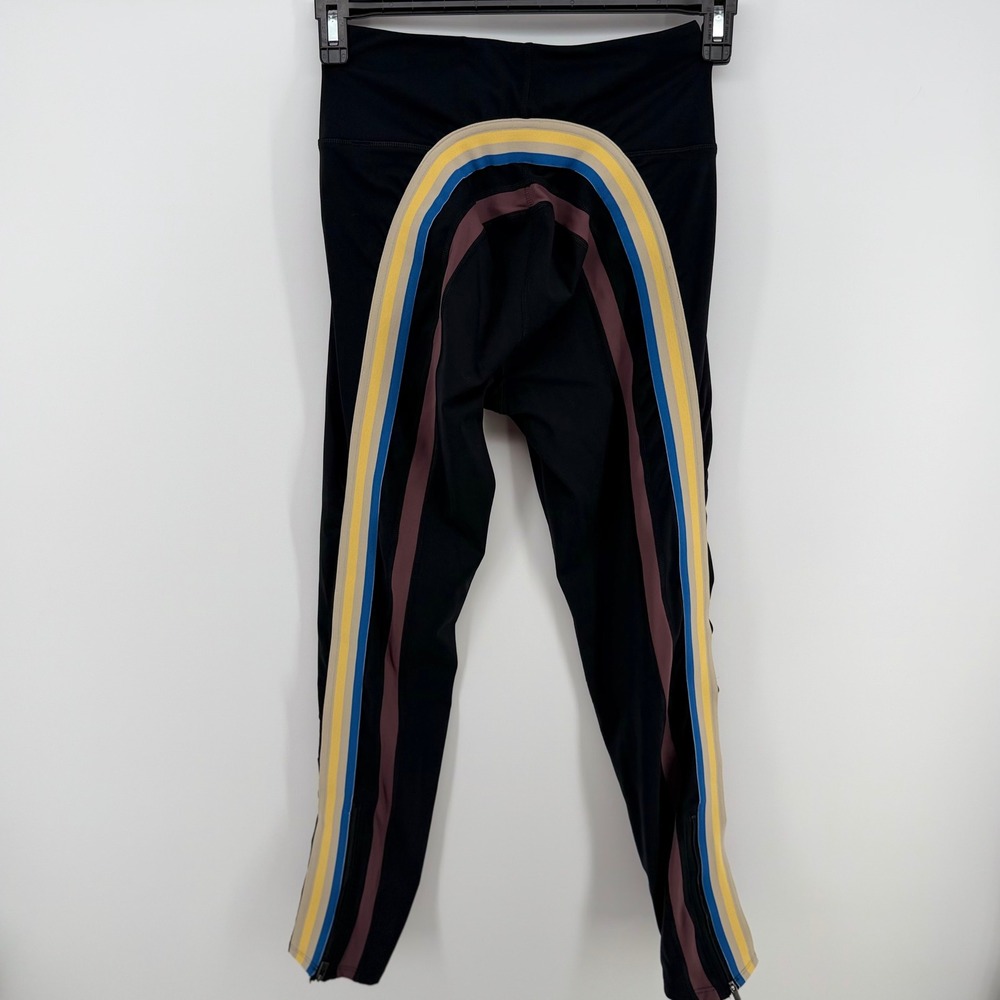 Free People Movement Medium Kyoto Colorblock 7/8 Leggings Black Stripe Zip Ankle